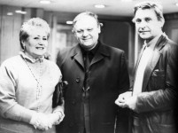 О. Смолярова, поет Б. Олійник і артист Л.Бакштаєв.
Київ. 1980-ті рр.