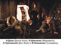 «В ПЛЕНУ СТРАСТЕЙ» («КАМЕННЫЙ ВЛАСТЕЛИН») Леси Украинки.
2002 год. 
Переводы с украинского - А.Гозенпуда, М.Алигер
Режиссёр-постановщик - М.Резникович 
Художник-постановщик - М.Левитская 
Музыкальное оформление - В.Шпаковская, М.Калманови