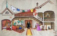 «Пані міністерша» Б.Нушича. 1948 р. 
Ескіз декорації.
