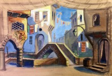 «Слуга двом панам» К.Гольдоні. 1952 р. 
Ескіз декорації.
