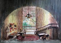 «Дерева помирають стоячи» А.Касони. 1956 р. 
Ескіз декорації.
